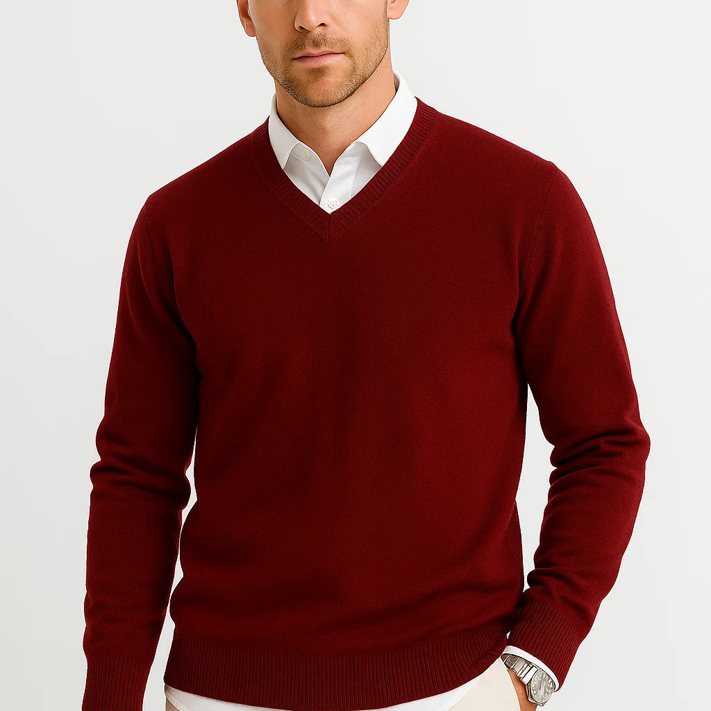 Pull Homme Col V en Maille Fine