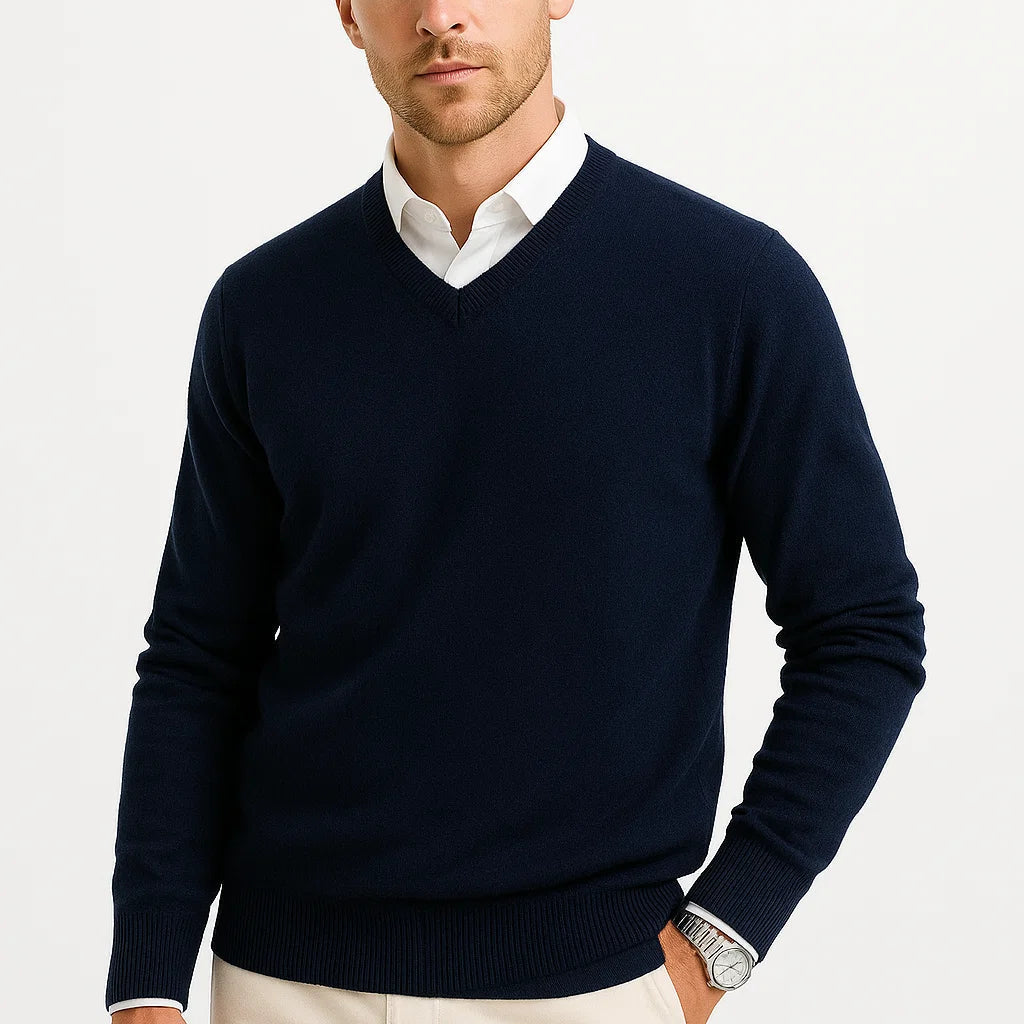 Pull Homme Col V en Maille Fine