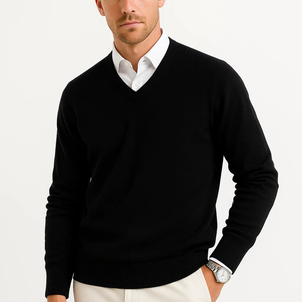 Pull Homme Col V en Maille Fine
