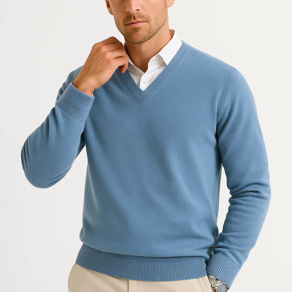 Pull Homme Col V en Maille Fine