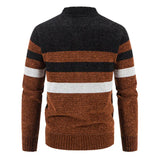 Gilet Tricoté Zippé à Rayures Contrastées