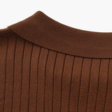 Polo Maille Côtelée à Col Ouvert