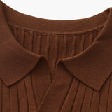 Polo Maille Côtelée à Col Ouvert