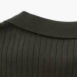 Polo Maille Côtelée à Col Ouvert