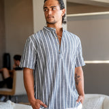 Chemise Rayée à Col Officier
