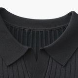 Polo Maille Côtelée à Col Ouvert
