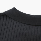 Polo Maille Côtelée à Col Ouvert