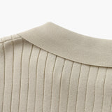Polo Maille Côtelée à Col Ouvert