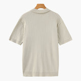 Polo Maille Côtelée à Col Ouvert