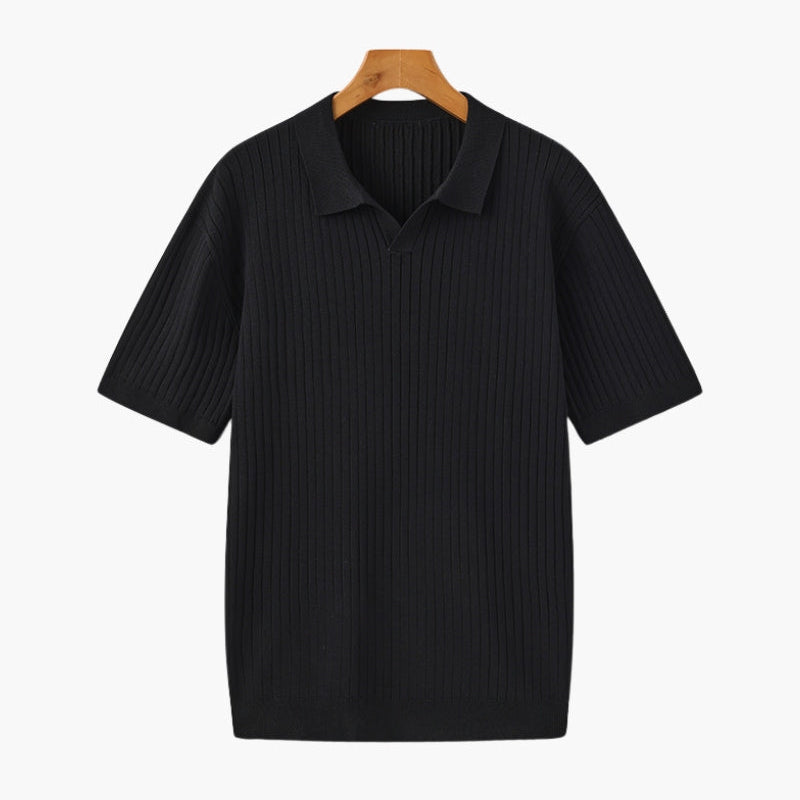 Polo Maille Côtelée à Col Ouvert
