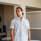 Chemise Rayée à Col Officier