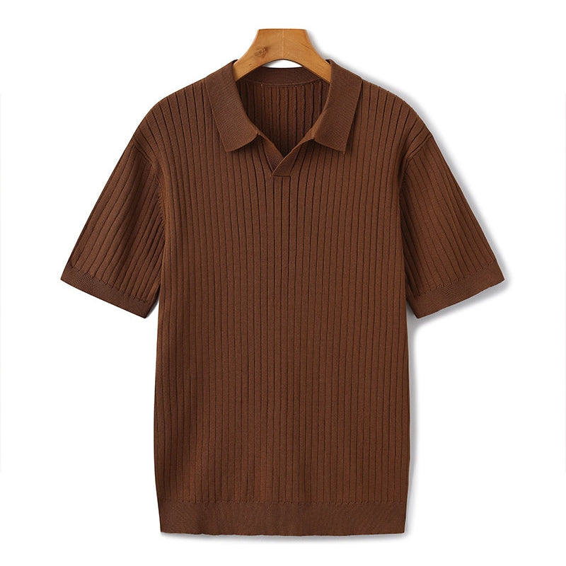 Polo Maille Côtelée à Col Ouvert