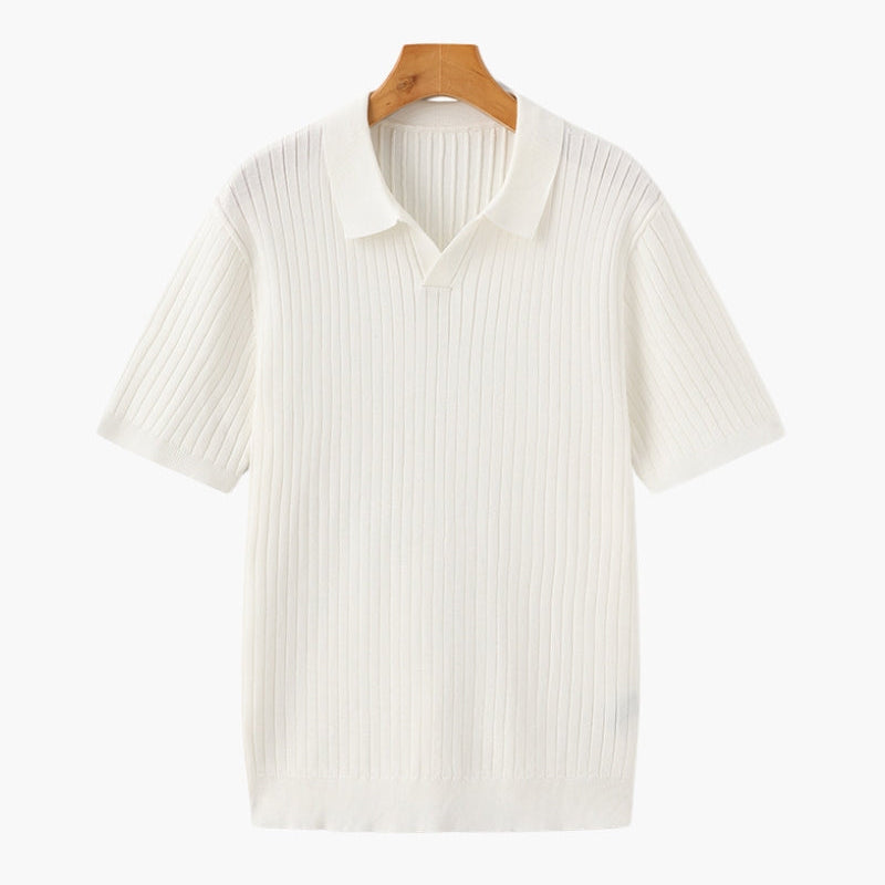 Polo Maille Côtelée à Col Ouvert
