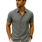 Khalid | Chemise en Lin et Coton avec Col Décontracté pour Homme