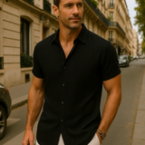 Khalid | Chemise en Lin et Coton avec Col Décontracté pour Homme