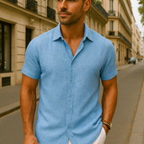 Khalid | Chemise en Lin et Coton avec Col Décontracté pour Homme