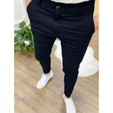 Pantalon Texturé Fuselé à Coupe Ajustée