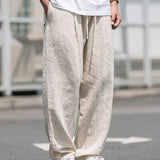 Pantalon Ample Texturé à Cordon de Serrage