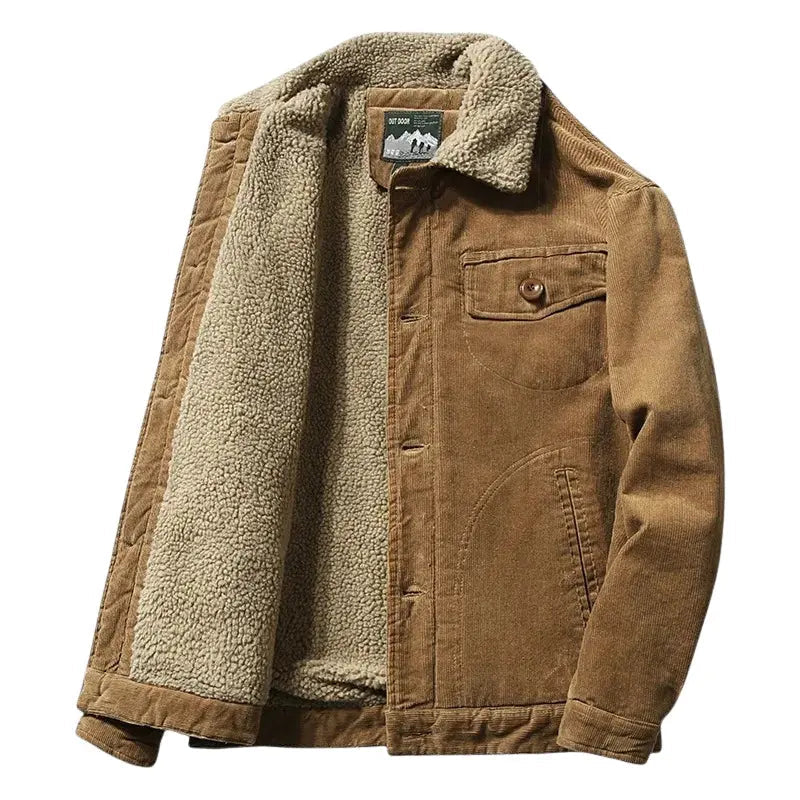 Veste trucker homme en velours côtelé doublée sherpa