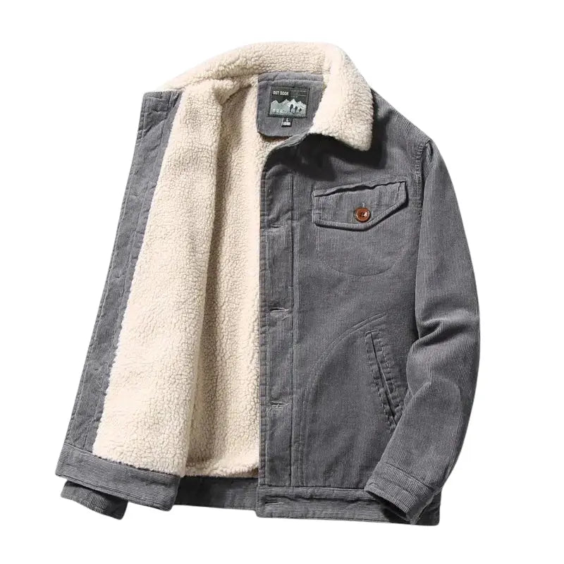 Veste trucker homme en velours côtelé doublée sherpa