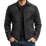 Blouson biker homme en cuir ajusté zippé