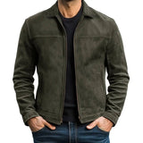 Blouson biker homme en cuir ajusté zippé
