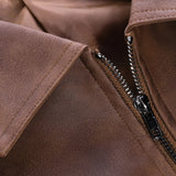 Blouson biker homme en cuir ajusté zippé