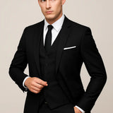 Costume trois-pièces homme coupe slim, veste croisée simple
