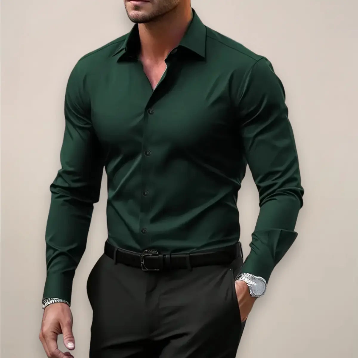 Chemise Ajustée à Manches Longues
