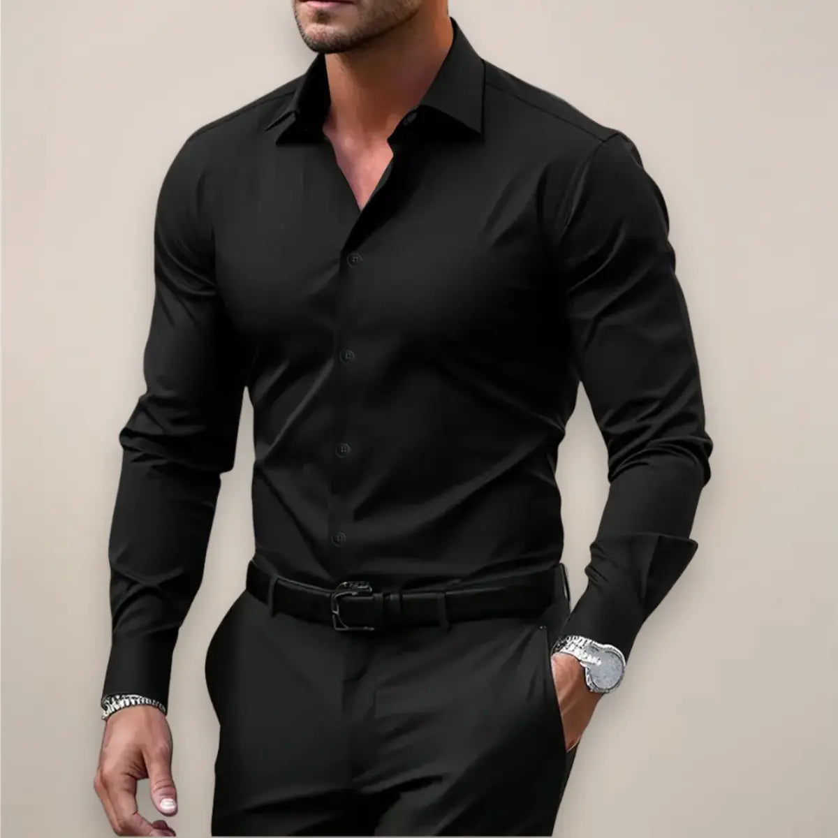 Chemise Ajustée à Manches Longues