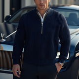 Pull Homme Maille Côtelée Demi-Zip