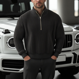 Pull Homme Maille Côtelée Demi-Zip