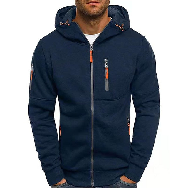 Sweat à Capuche Zippé à Col Montant