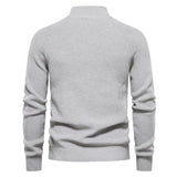 Pull Col Montant Zippé en Maille Fine