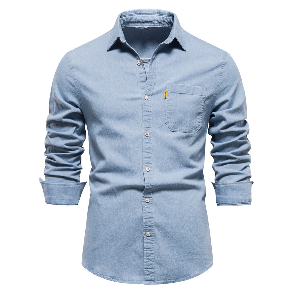 Chemise en Denim à Poche Poitrine