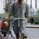 Ensemble Texturé Col V et Short