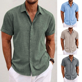 Chemise Homme à Manches Courtes Effet Lin