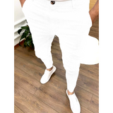Pantalon Texturé Fuselé à Coupe Ajustée
