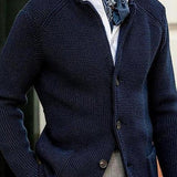Cardigan Texturé à Col Montant Boutonné