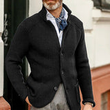 Cardigan Texturé à Col Montant Boutonné