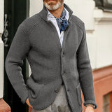 Cardigan Texturé à Col Montant Boutonné