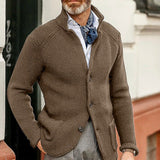 Cardigan Texturé à Col Montant Boutonné
