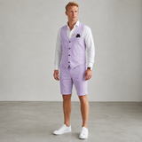 Ensemble homme gilet et short aspect lin