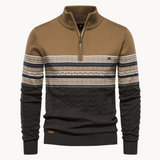 Pull Homme Tricoté à Col Montant Zippé