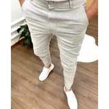 Pantalon Texturé Fuselé à Coupe Ajustée