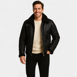 Veste homme en laine d’agneau doublée polaire simple couche - chaudre, raffinée, silhouette quotidienne