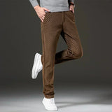 Pantalon Texturé à Motif Géométrique Discret