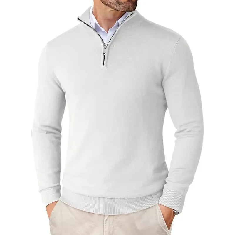 Pull Col Montant Zippé Coupe Épurée