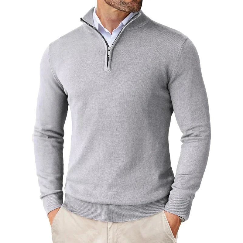 Pull Col Montant Zippé Coupe Épurée