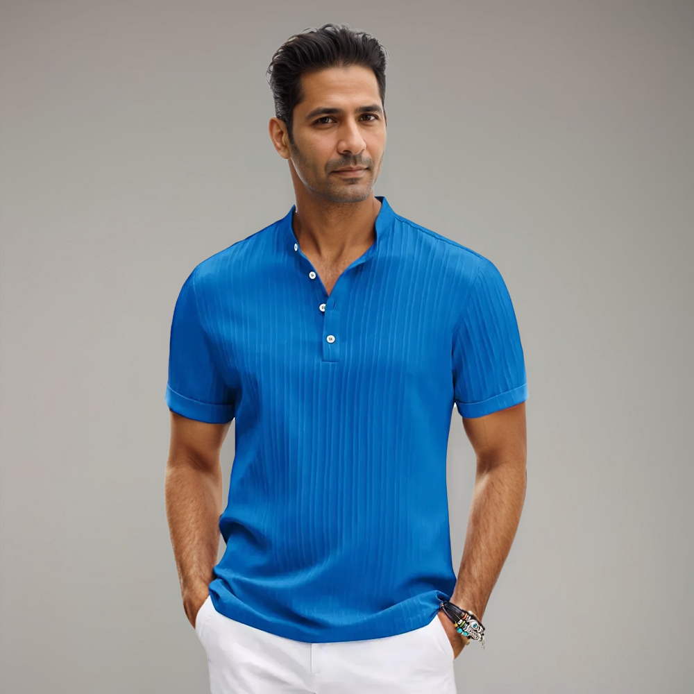 Polo Texturé à Col Ouvert